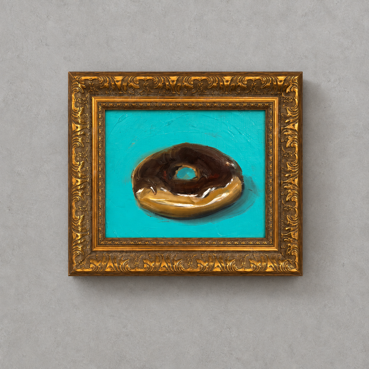 Bülent Ekiz, Untitled, 2025 — chocolate doughnut, framed